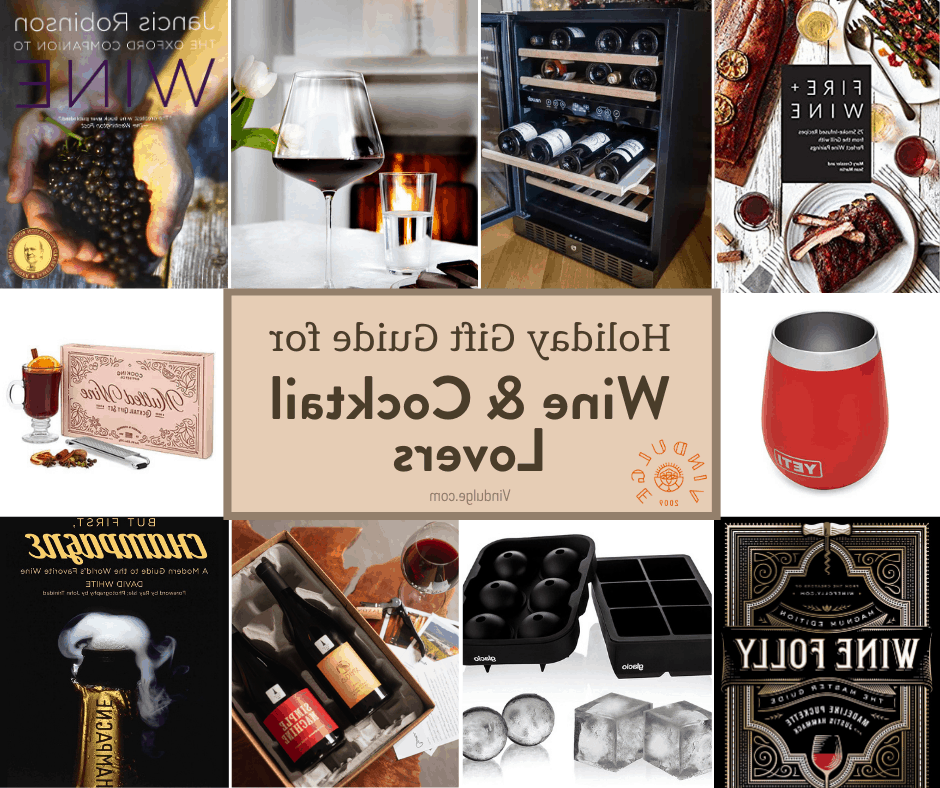 Guida ai regali delle feste per gli amanti del vino e dei cocktail 2 Copertina collage per la guida ai regali di vino e cocktail Vindulge.