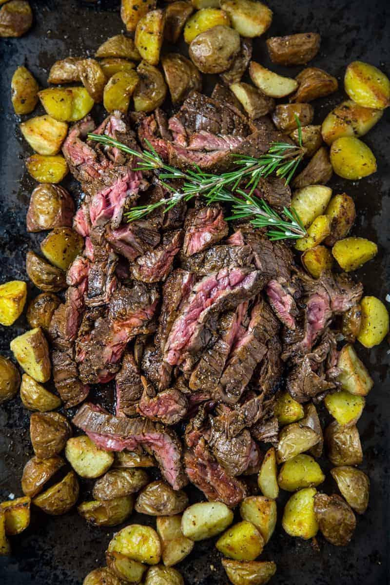 Skirt Steak marinata al vino rosso.