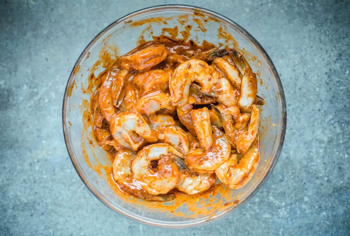 Spiedini di Gamberi al Chipotle Grigliati Ricetta con Marinatura 3 Gamberi crudi in marinatura chipotle