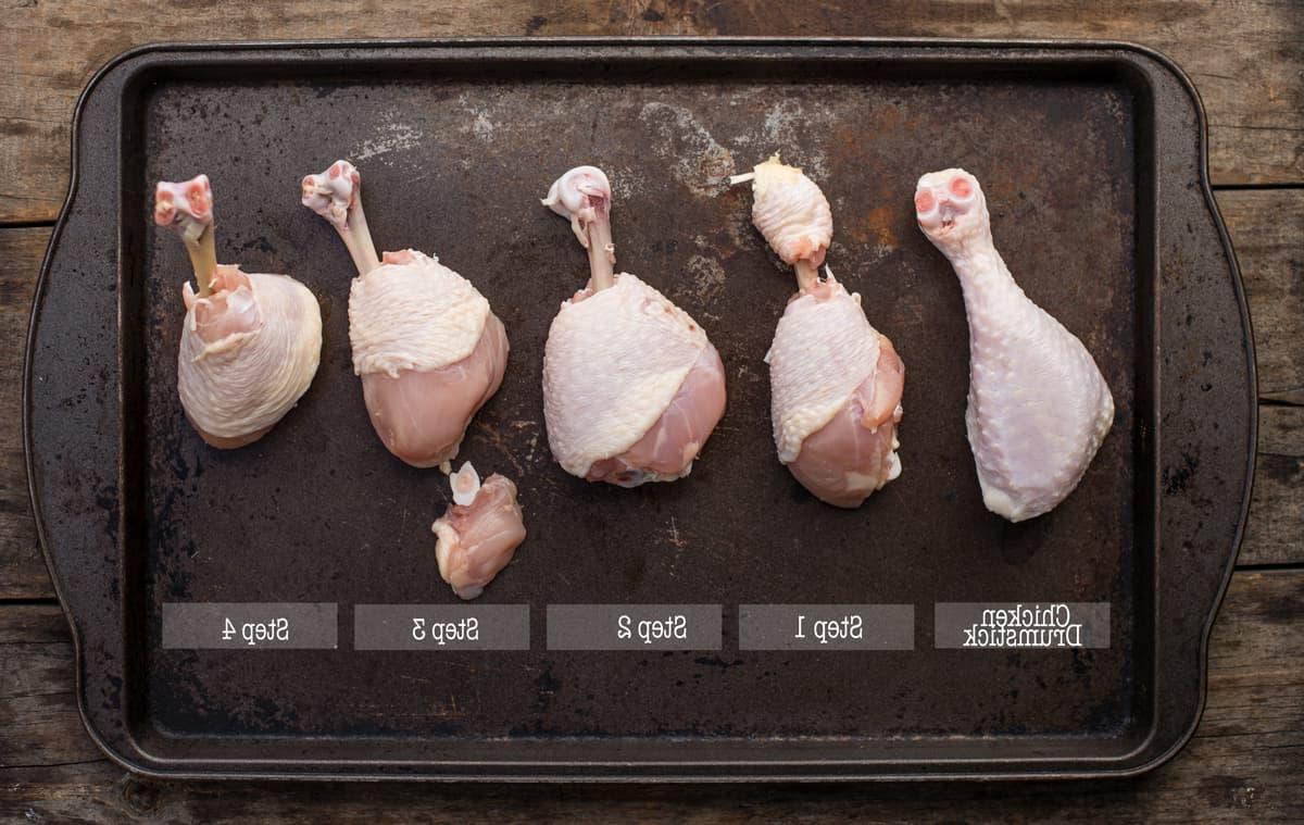Fusi di Pollo a Lecca-lecca alla Griglia con Glassa BBQ Piccante 3 Passaggi per disossare le cosce di pollo per i pollo lollipops.
