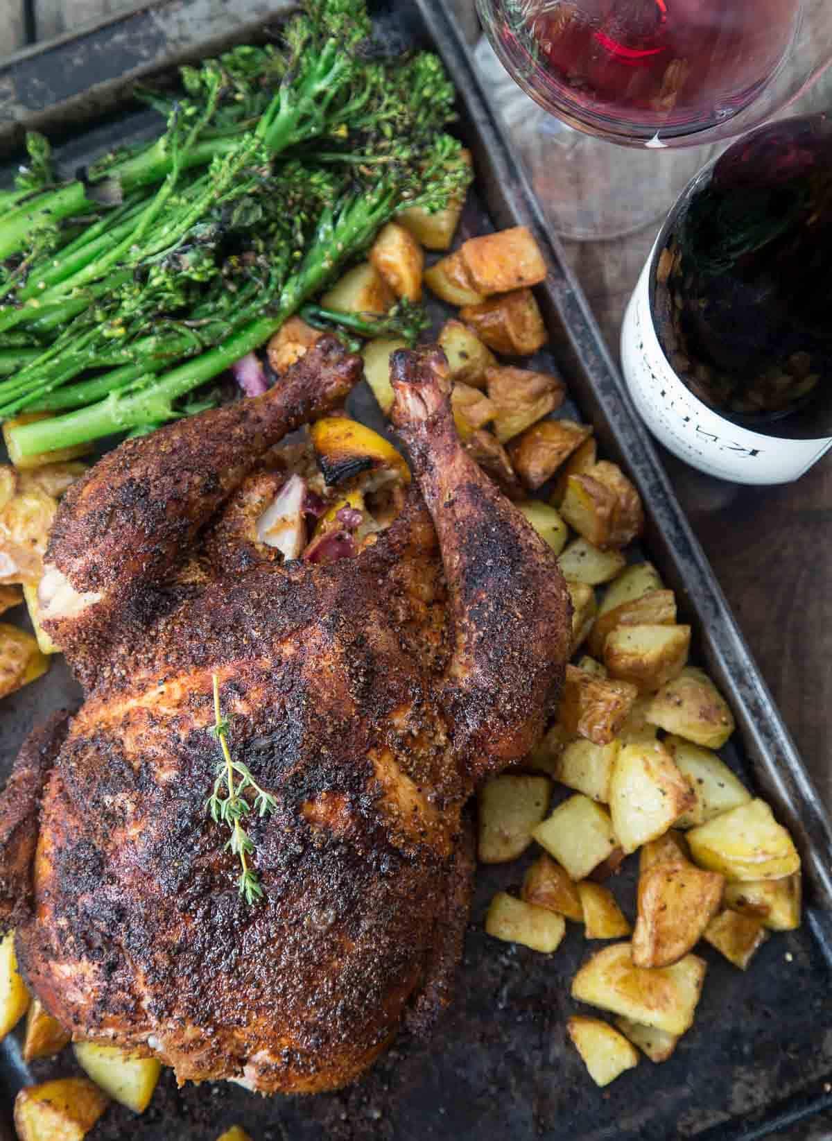 Ricetta Pollo Intero Affumicato 5 Pollo affumicato con patate arrostite al grasso d'anatra