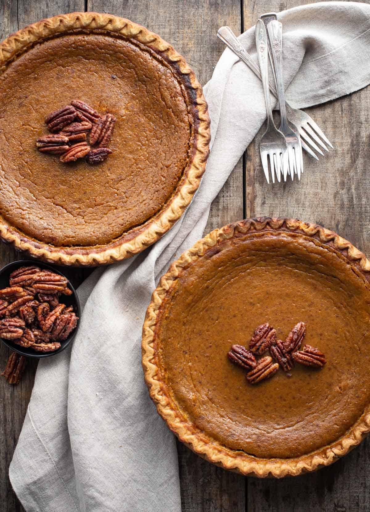 torte di zucca dall'alto