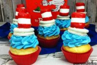 Whimsical Cat in the Hat Cupcakes for Dr Seuss Day