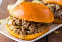 Cheesy Slow Cooker Philly Cheesesteak Sloppy Joes