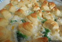 Golden Crescent-Topped Chicken and Rice Casserole