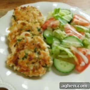 easy chicken fritters on white plate