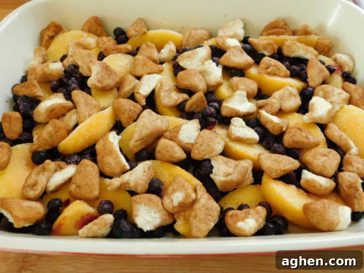 Weight Watchers Blueberry Peach Breakfast Casserole close up