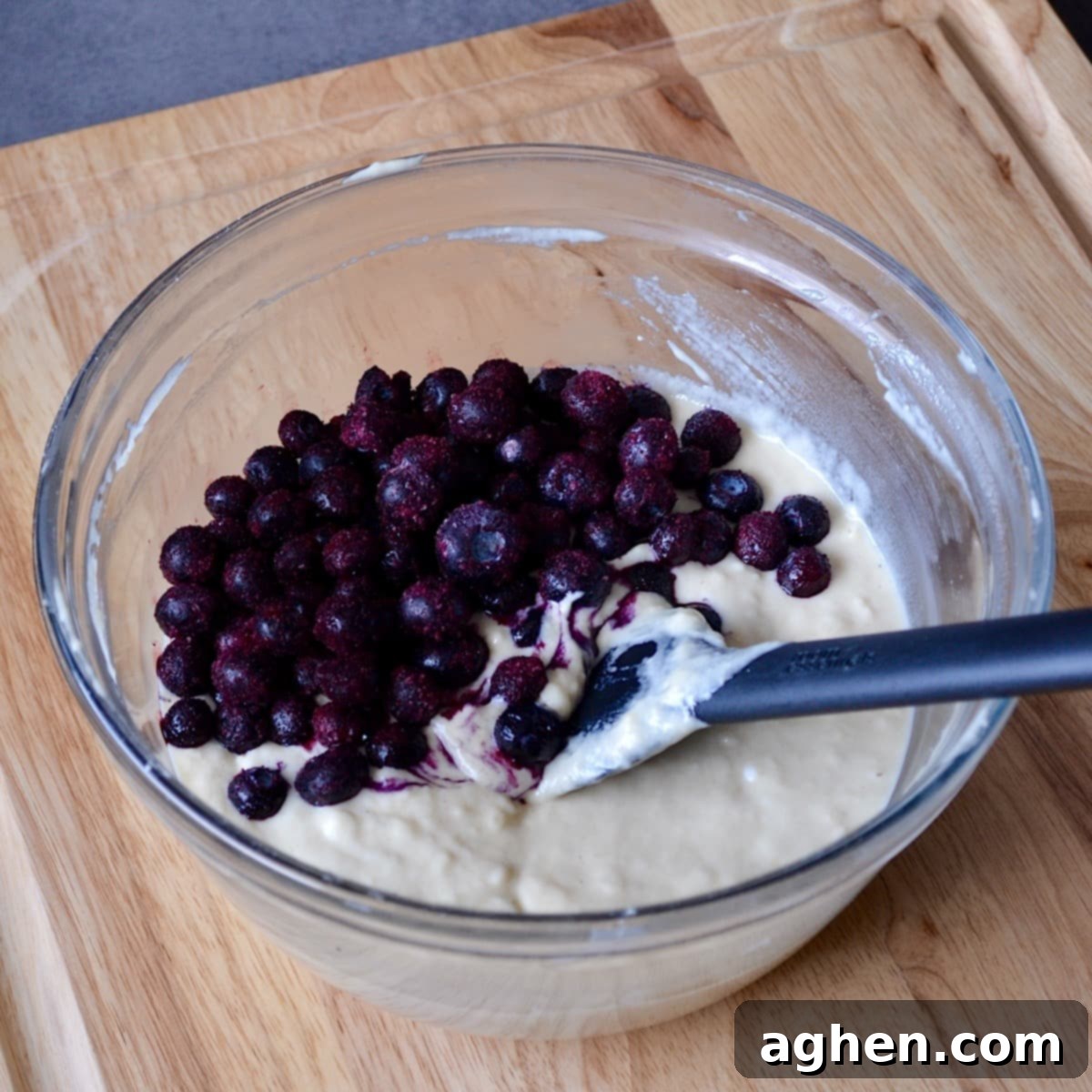 Blueberry muffin batter in a bowl