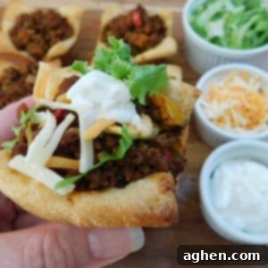 Golden Croissant Taco Bites 2 Baked Turkey Taco Crescent Cups ready to be served