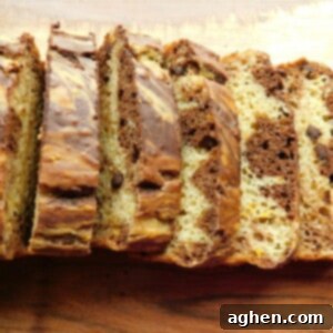 Zesty Orange Chocolate Swirl Cake 2 A freshly baked slice of Orange Chocolate Marble Cake.
