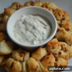 Garlic Bacon and Cheese Pull Apart Bread served in a bundt pan