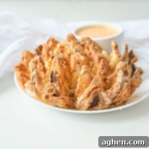 Crispy Air Fryer Blooming Onion 2 Air Fryer Blooming Onion, top view