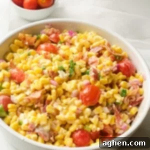 Summer Corn Salad 5 close-up of a bowl of fresh sweet corn salad with vibrant colors
