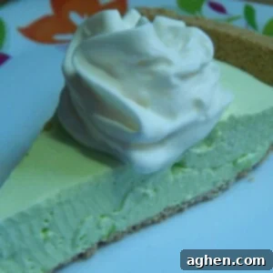 Weight Watchers' Guilt-Free Key Lime Pie 3 Close-up of a slice of Weight Watchers Key Lime Pie with a creamy green filling
