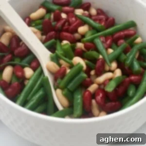 3 bean salad in white bowl