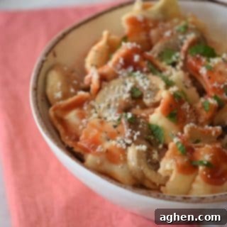 Savory Mushroom Ragu 5 This hearty, homemade Mushroom Bolognese is easy to make and pairs well with ravioli, gnocchi, or any other pasta that your heart desires.