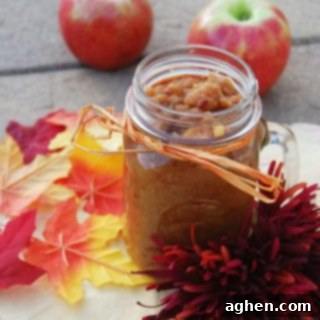 A bowl of freshly made homemade applesauce, with a spoon in it. The texture is smooth and inviting, hinting at the deliciousness within.