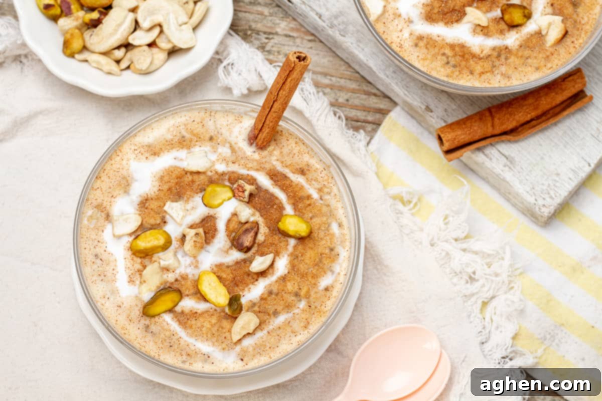 Cinnamon Roll Overnight Oats in clear bowl