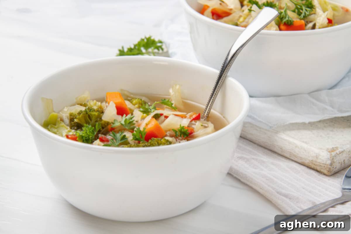 32 Delicious Weight Watchers Soups to Warm You Up This Fall 4 zero point veggie soup in white bowl