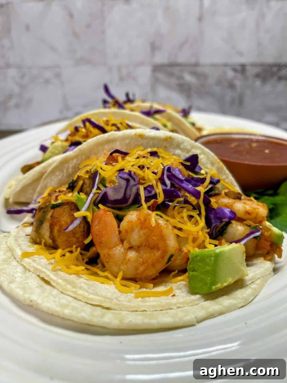 chipotle shrimp taco close up