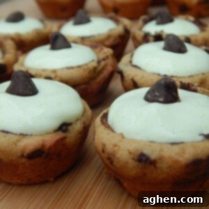 Perfectly Poppable Key Lime Cookie Cups 2 Mini Key Lime Cookie Cups with a chocolate chip garnish