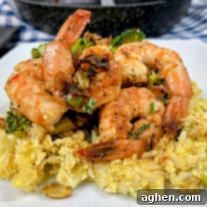 Delicious plate of shrimp fried rice