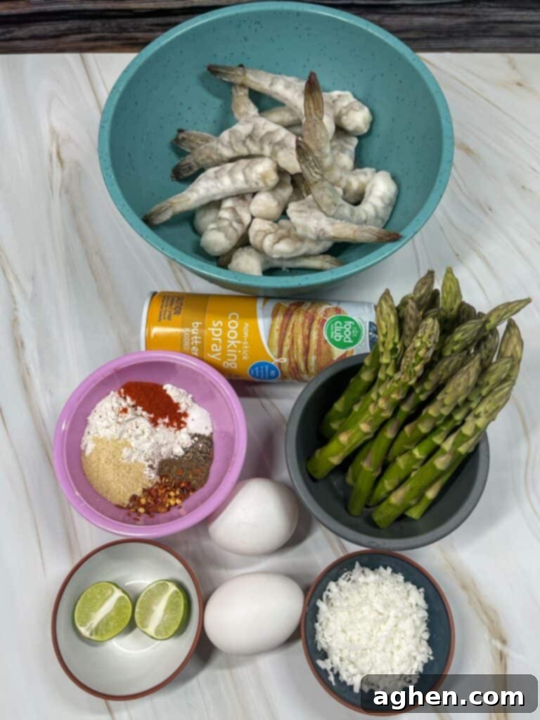 Weight Watchers Crispy Air Fryer Coconut Shrimp 3 raw ingredients in place