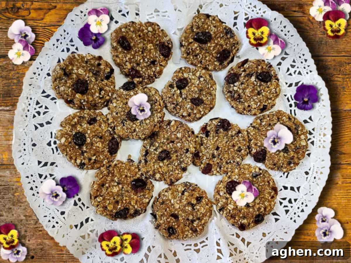 Scrumptious & Smart: 100 Weight Watchers Recipes 40 Vegan oatmeal cookies on white plate