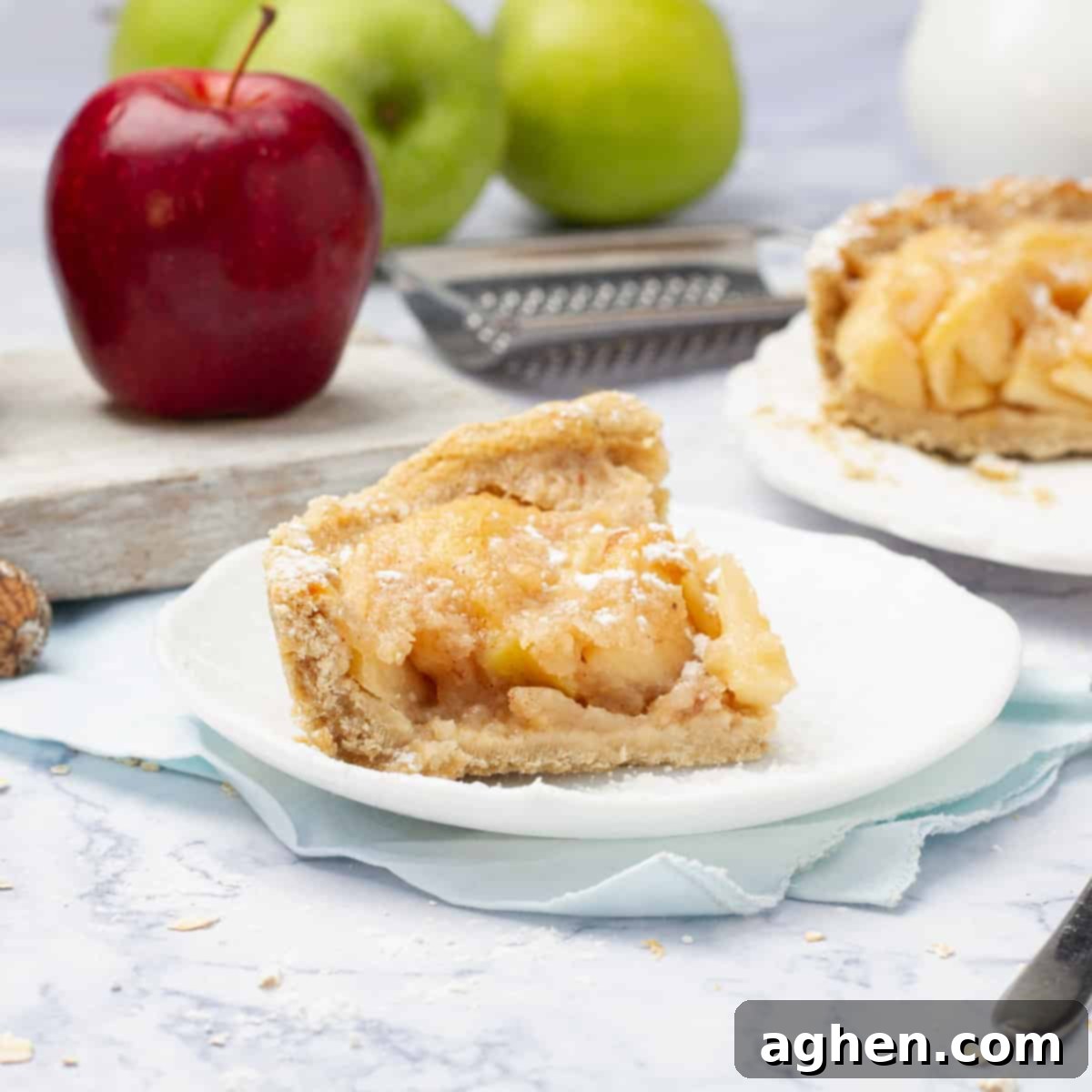 Scrumptious & Smart: 100 Weight Watchers Recipes 44 Lightened-up Weight Watchers apple pie with oat flour crust.