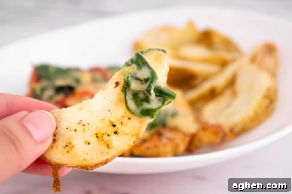 baked potato wedge with tuscan sauce