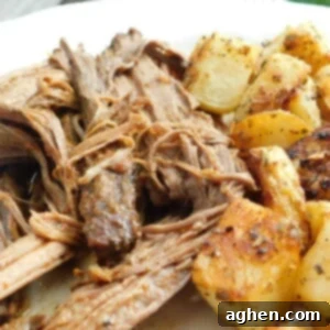 cooked brisket and potatoes