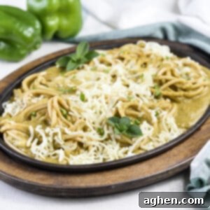 Mexican Green Spaghetti with Creamy Sauce