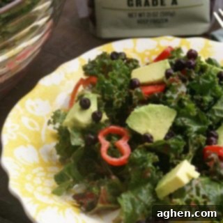 Kale Blueberry Salad with Raspberry Lime Vinaigrette