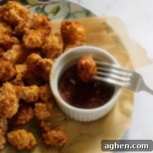 Irresistibly Crispy Air Fryer Popcorn Chicken 2 Air Fryer Popcorn Chicken served with Dipping Sauce