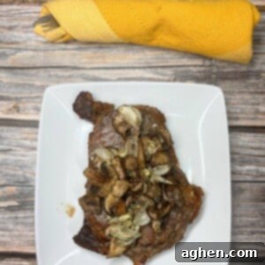 Perfect Air Fryer Ribeye with Sautéed Garlic Mushrooms 9 cooked air fryer ribeye steak with mushrooms