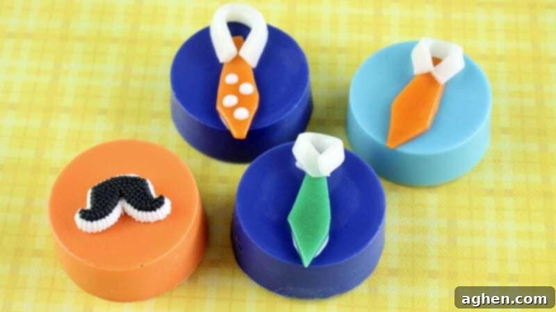 Chocolate covered Oreos for Father's Day decorated with Ties and Mustaches.