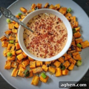 Air Fryer Sweet Potato Cubes with dipping sauce