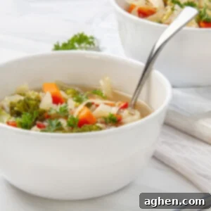 Guilt-Free Zero-Point Weight Watchers Vegetable Soup 2 weight watchers vegetable soup in white bowl