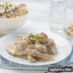 Chicken Marsala on White plate