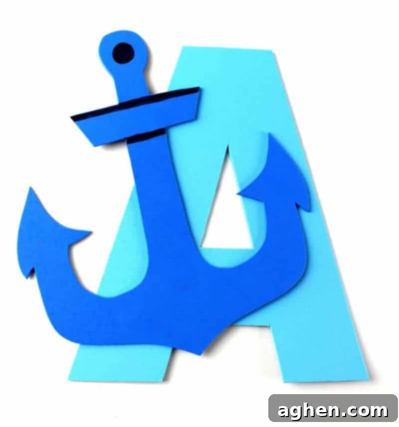 This letter A craft with printable template is part of our letter of the week craft series for toddlers and preschoolers. Letter A is for anchor.