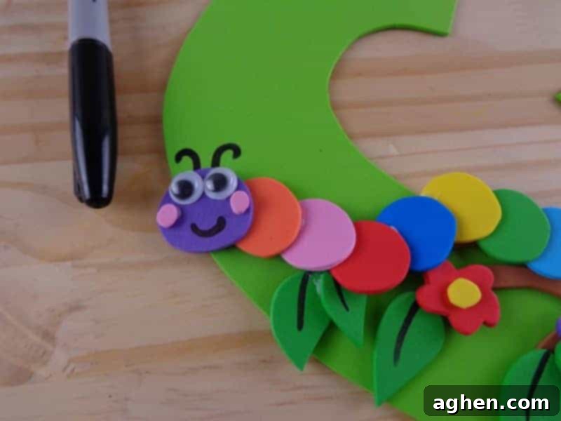 Printable Caterpillar Craft for Letter C 11 This letter C craft with printable template is part of our letter of the week craft series, designed to foster letter recognition in preschoolers.