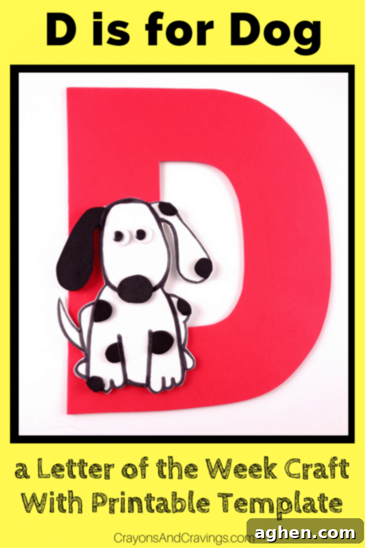 Letter D is for dog craft with printable - part of our letter of the week craft series, designed to foster letter recognition in toddlers and preschoolers.