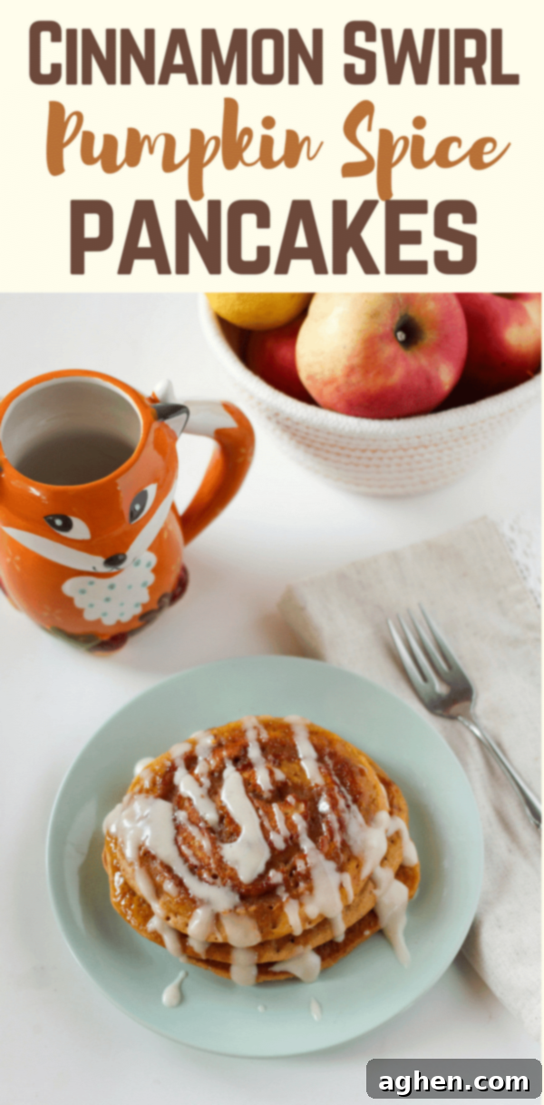 With a cinnamon swirl and a cream cheese glaze, these pumpkin spice pancakes will become a family favorite throughout the fall months and especially on Thanksgiving morning.
