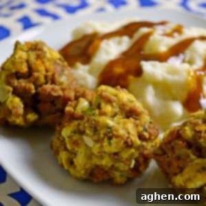 Perfectly baked Turkey and Stuffing Balls ready to be served