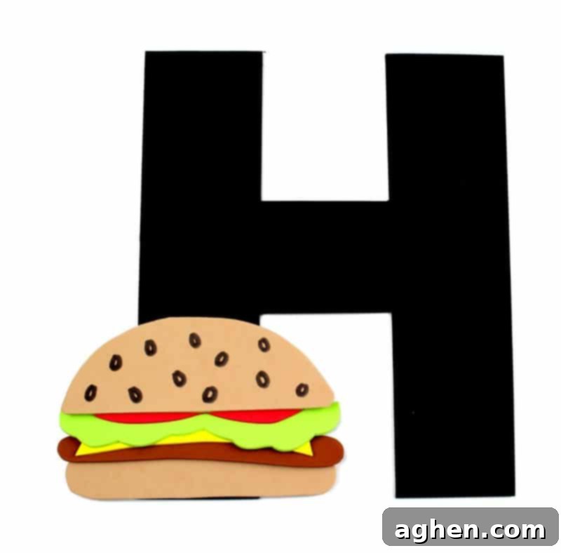 This letter H is for hamburger craft with printable template is part of our letter of the week craft series, designed to foster letter recognition in toddlers and preschoolers. 