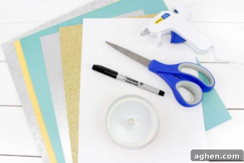 Supplies laid out for making paper fortune cookies.