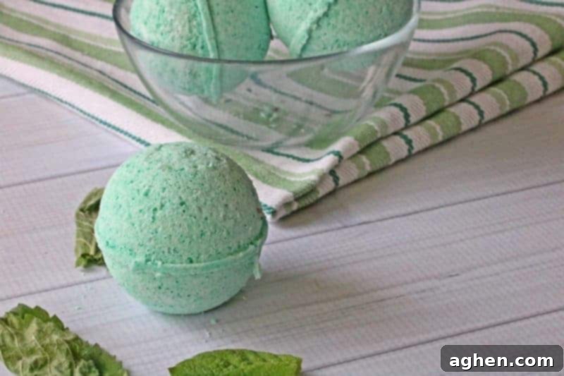 A finished homemade headache bath bomb rests on a clean surface, its inviting texture and soothing scent promising a relaxing and pain-relieving bath experience.