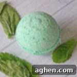A finished DIY Headache Bath Bomb, ready for a soothing and relaxing bath experience.