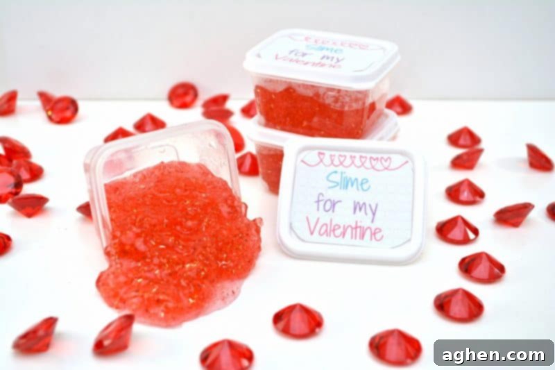 Make fun Valentines for the class with this easy DIY Valentine Slime recipe and these fun Valentine printable gift tags. These are perfect for the kids to give out to their classmates or friends this Valentine's Day!
