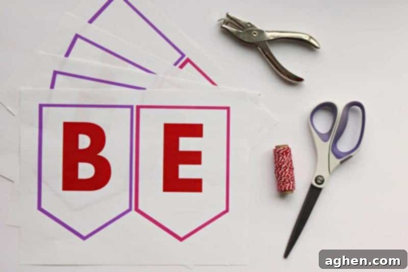 The "Be Mine" DIY Valentine banner after assembly, featuring vibrant colors and a festive message.